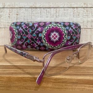 VERA BRADLEY Eva Lilac Medallion Rectangle Purple Bling FRAMES & Case 50-17-135